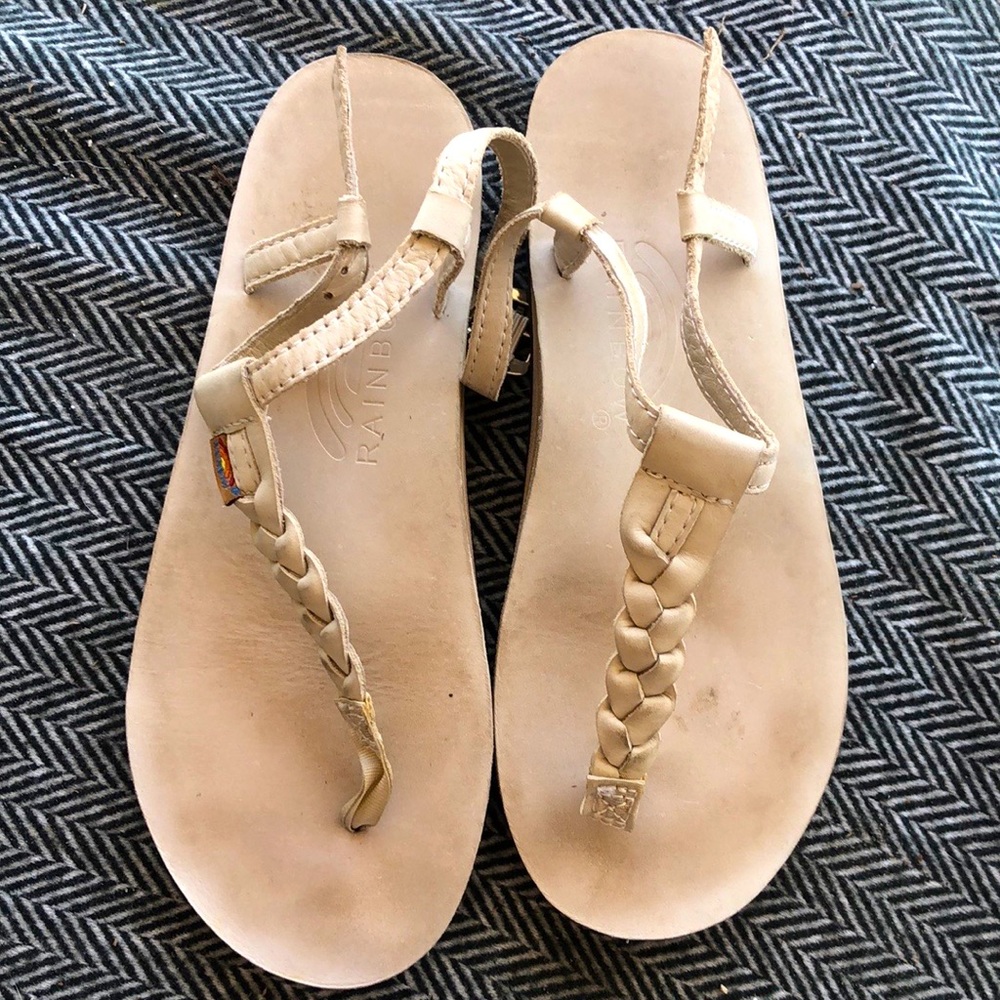 Rainbow T-Street Women’s Leather Sandal Tan Arch Center Braid Ankle Strap